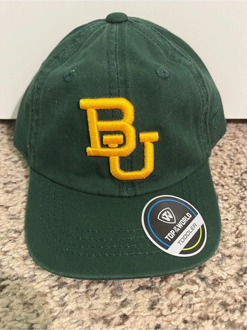 Baylor University Green Baseball Cap with Gold BU Logo